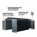 13' x 20' Metal Garage Shed with Double Front Doors, 7'9