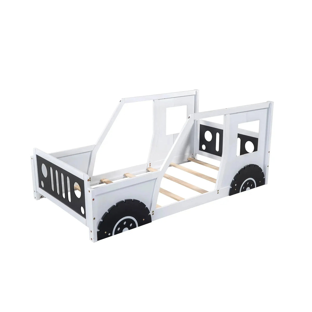 Twin Size Classic Car-Shaped Platform Bed with Wheels Doba