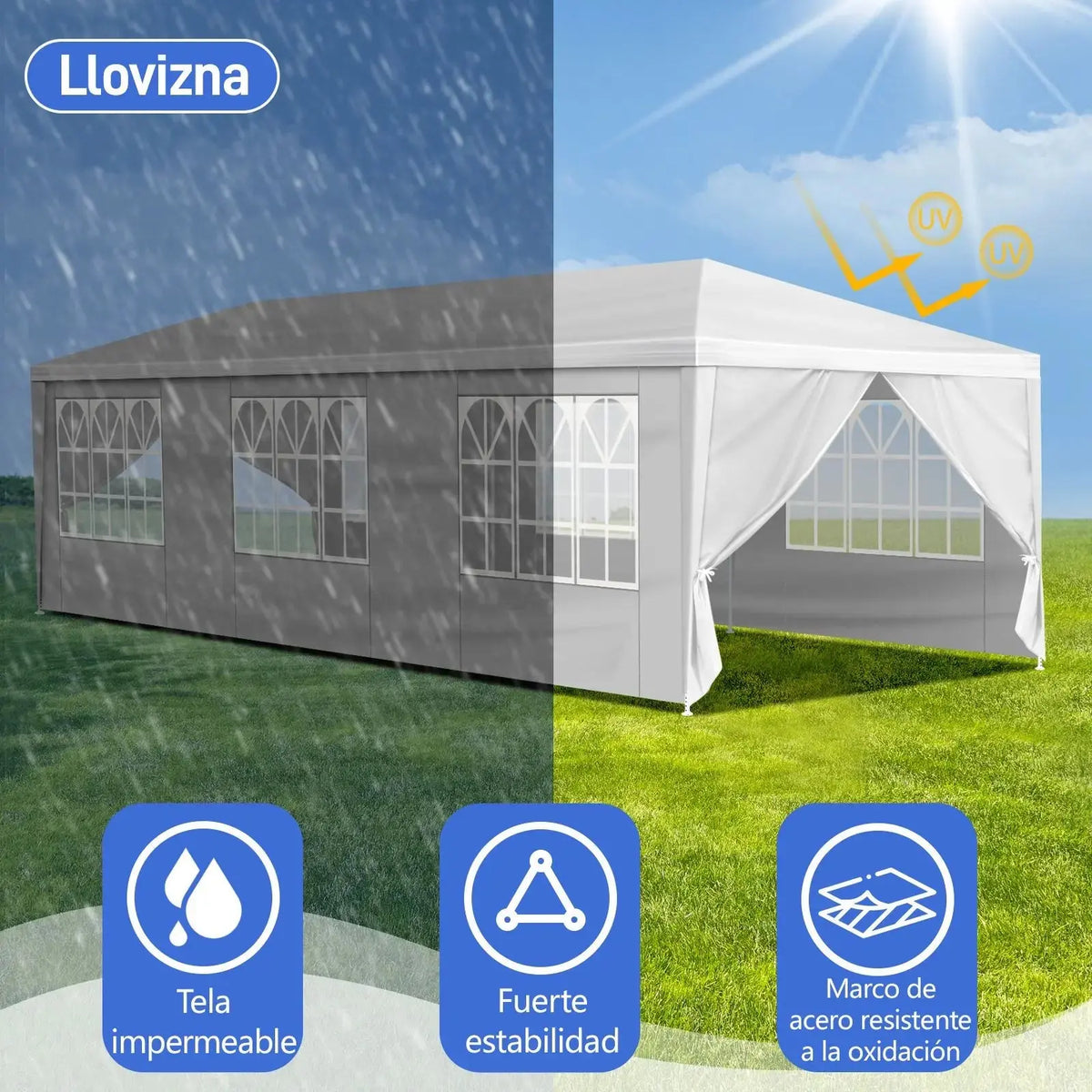 10'x30' Outdoor Party Tent with 8 Removable Sidewalls, Waterproof Canopy Patio Wedding Gazebo, White (self-pickup ONLY) Doba