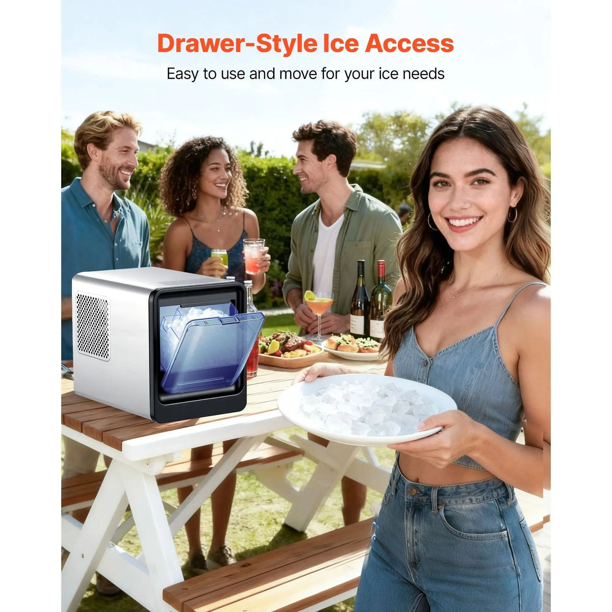 Countertop Ice Maker, 33 lbs per Day, Self-Cleaning Portable Machine with Scoop, Drawer-Style Ice Access, Nugget Ice-Making Machine with Chewable Ices for Home, Kitchen, Office, Bar & Party Doba