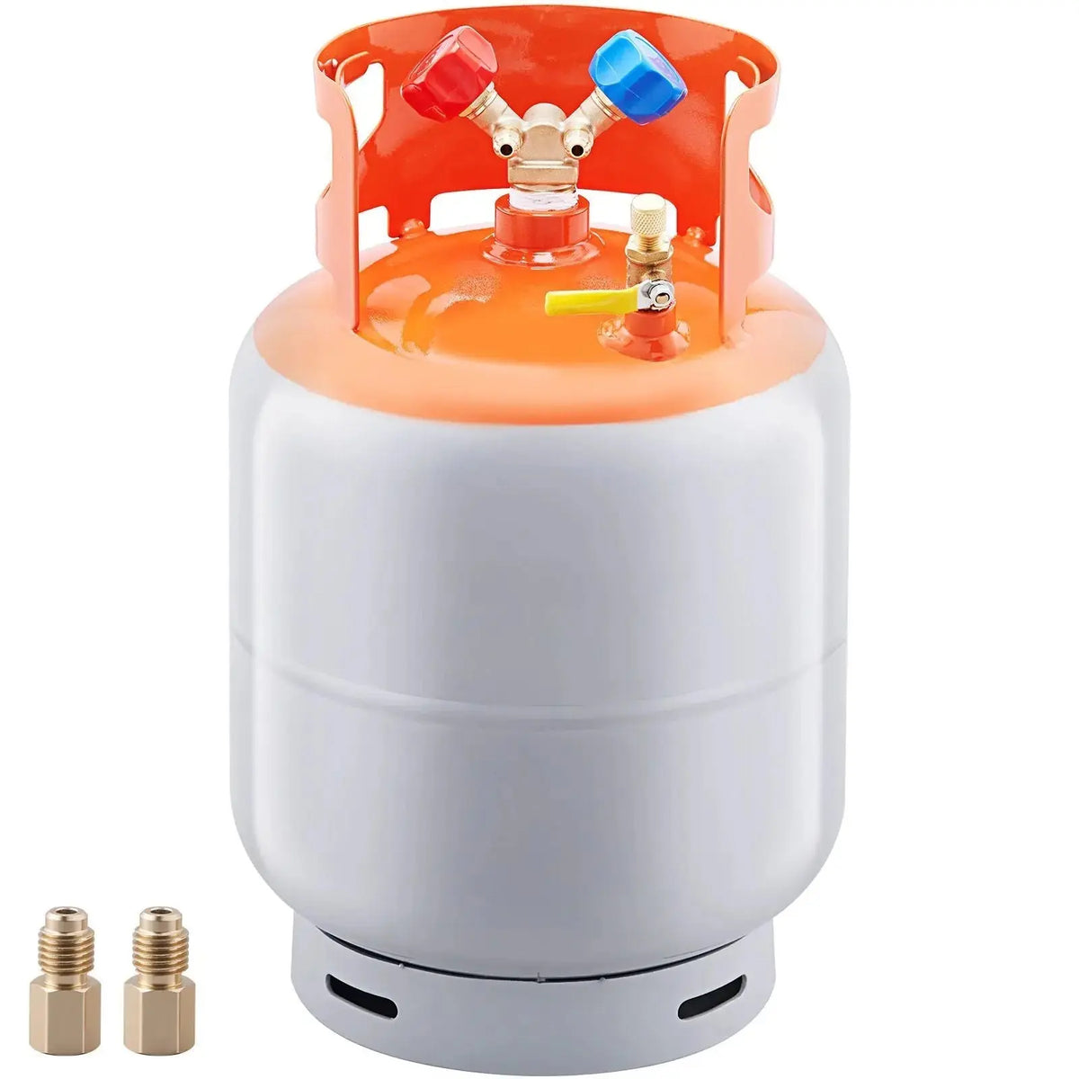 Refrigerant Recovery Tank, 30 LBS Capacity, 400 psi Portable Cylinder Tank with Y-Valve for Liquid/Vapor, High-sealing Recovery Can for R22/R134A/R410A, Orange+Gray Doba