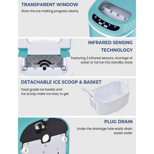 Mini Portable Electric Ice Maker Machine with Ice Scoop Doba