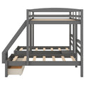 Full over Twin & Twin Bunk Bed,Triple Bunk Bed with Drawers, Gray Doba