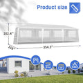 10'x30' Outdoor Party Tent with 8 Removable Sidewalls, Waterproof Canopy Patio Wedding Gazebo, White (self-pickup ONLY) Doba