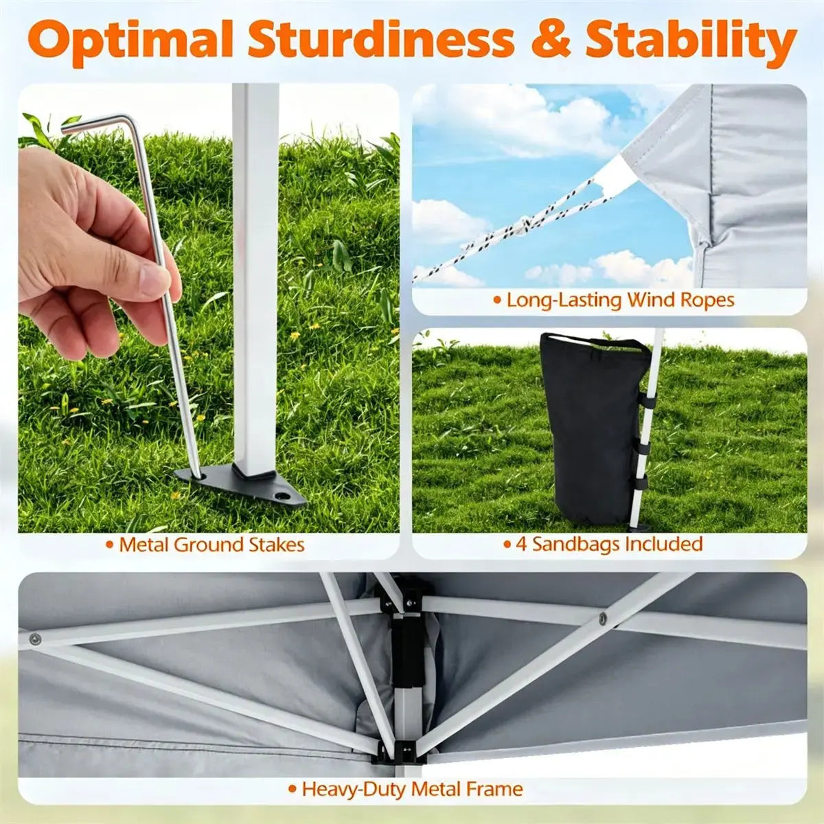 9ft x 9ft Pop Up Canopy Tent with Sidewall, UPF 50+ Silver Coated Waterproof Oxford Instant Shelter, 2-Level Adjustable Height Outdoor Canopy with Stakes Sandbags- White Doba