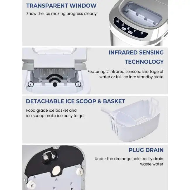 Mini Portable Electric Ice Maker Machine with Ice Scoop Doba