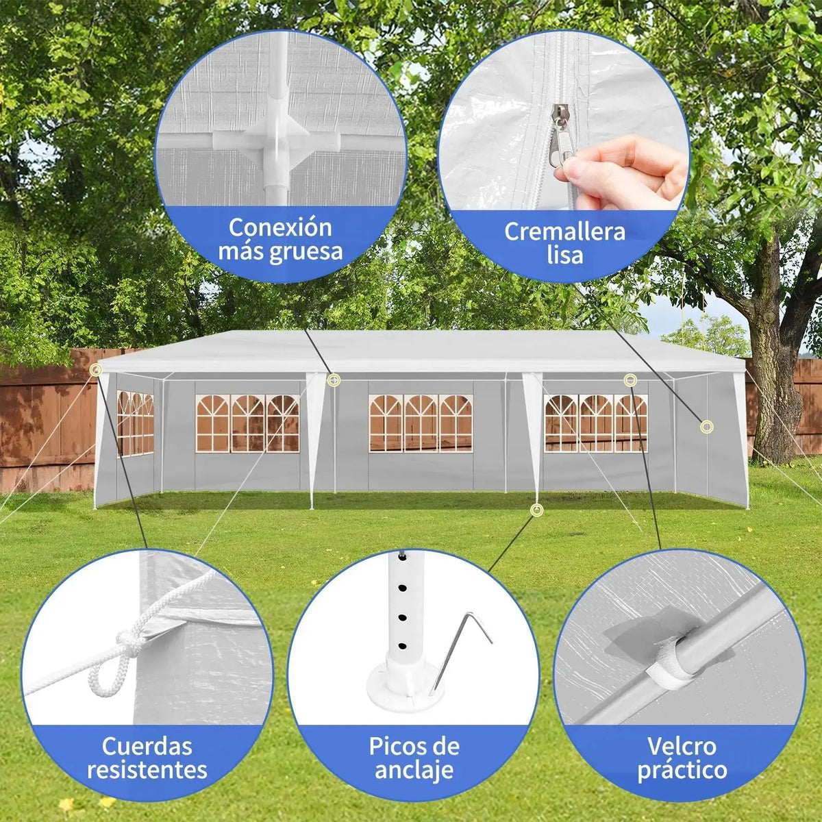 10'x30' Outdoor Party Tent with 8 Removable Sidewalls, Waterproof Canopy Patio Wedding Gazebo, White (self-pickup ONLY) Doba
