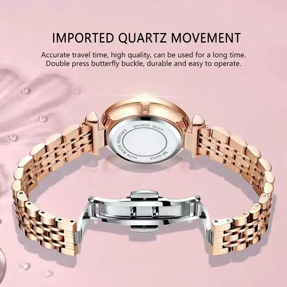 POEDAGAR Watch for Women Luxury Jewelry Design Rose Gold Steel Quartz Wristwatches Waterproof Fashion Swiss Brand Ladies Watches Doba