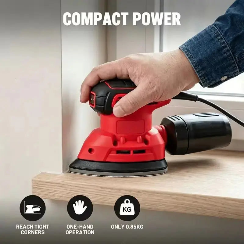 130W Electric Detail Sander, Handheld Mouse Sander with Dust Collection System, 13200 RPM Mini Sanding Tool with 12 Sandpapers for Woodworking, DIY and Tight Spaces Doba