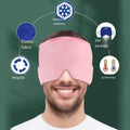 360° Massage Migraine Relief Hat Stress Relief Eye Mask Gel Hot Cold Therapy Headache Pain Relief Cap  Ice Head Wrap for Headache and Puffy Eyes Doba