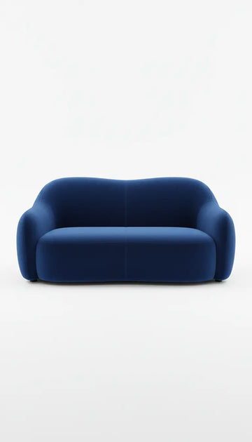 Sculptural blue velvet sofa Velmora