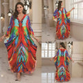 Cotton Printed Vacation Beach Long Dress for Women, Loose Long Dress, Bikini Cover-Up, Sun Protection Clothing My Store
